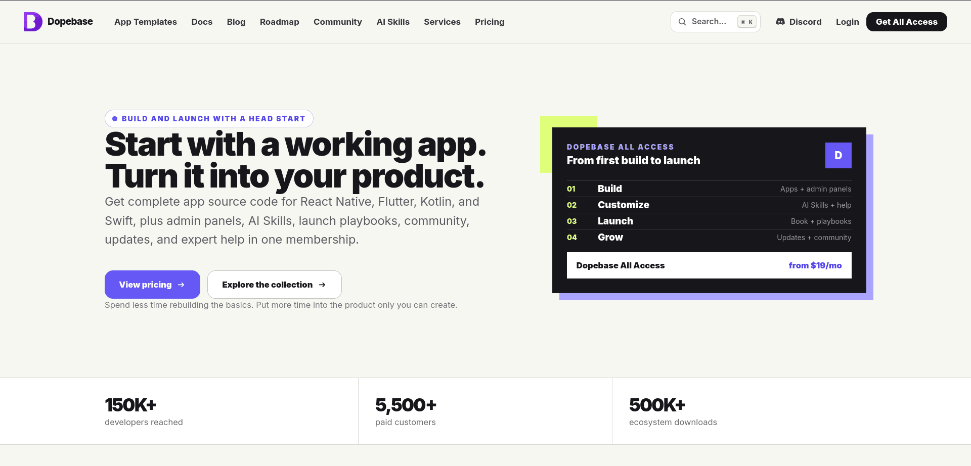Dopebase Website preview